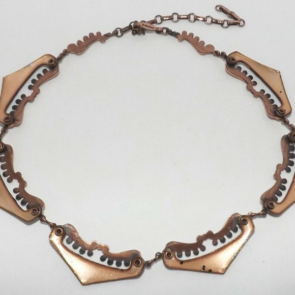 Vintage Matisse Copper Enamel Collar Bib Necklace - Picture 6 of 6